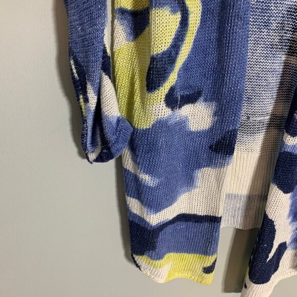 Chico's short sleeve linen cotton blend open front lightweight cardigan sweater - Picture 2 of 12